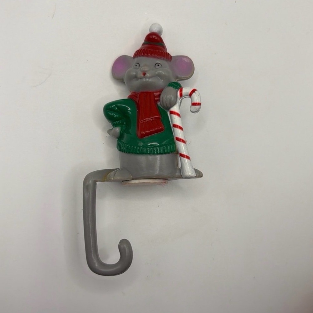 Vintage J.S.N.Y. Plastic Mouse Christmas Stocking Holder